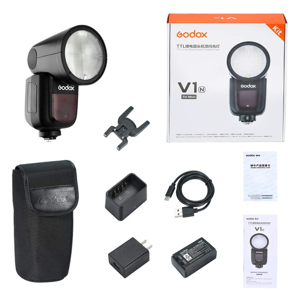 Godox V1-N Flash de câmera Speedlite para Nikon Z8 Z9 Z7 Z6 Z5