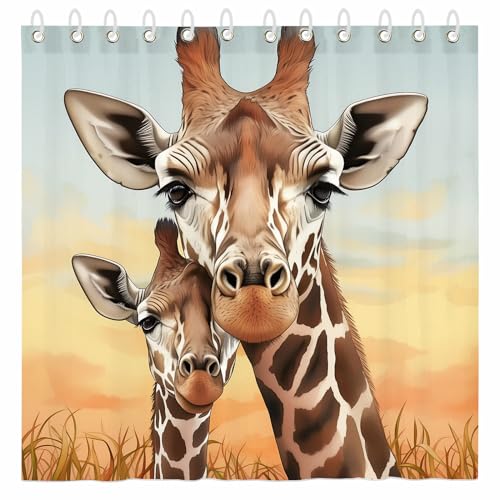 18TH CROZY Cute Giraffe Shower Curtain for Bathroom Funny Kids Zoo Safari Animal Printed Waterproof Fabric Shower Curtain for Bathroom Home Decoration Shower Curtain Set for Bathroom 70 x 70 Inch