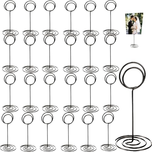 24 Pack black Table Number Holders Stands - Heavy Duty Wedding Reception Centerpieces for Table Cards Menus Place Card Holder Photo Picture Frames for Anniversary Birthday Party Decorations