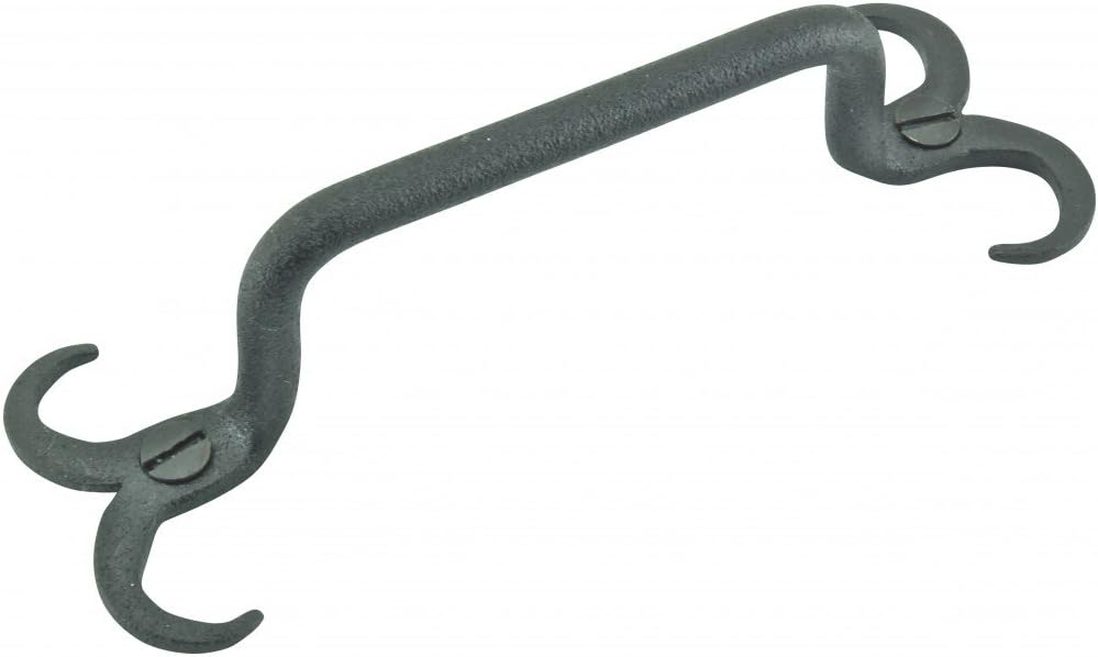 Renovators Supply Black Wrought Iron Cabinet Handle 4.5 Inches Long Rustic Decorative Horn Tip Pull Handle Rust Resistant Powder Coated Drawer and Dresser Door Pulls with Mounting Hardware