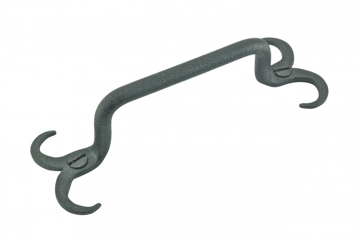 Renovators Supply Black Wrought Iron Cabinet Handle 4.5 Inches Long Rustic Decorative Horn Tip Pull Handle Rust Resistant Powder Coated Drawer and Dresser Door Pulls with Mounting Hardware