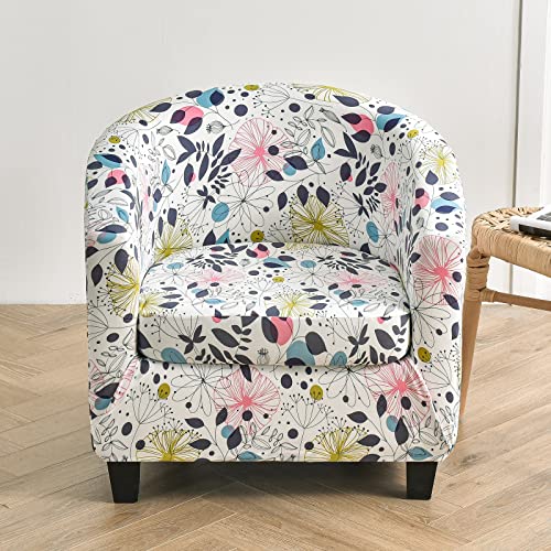 Fundas para sillón de club: 2 fundas de jacquard para silla de bañera con funda de cojín giratoria, antideslizante, fundas de silla de barril sólido, protector de muebles, lavable a máquina para hotel