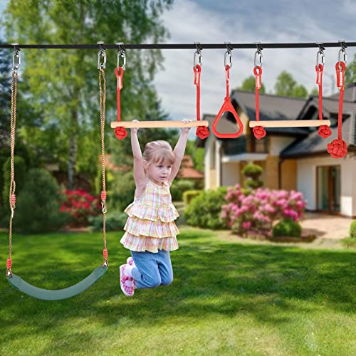 Slsy 60Ft Ninja Warrior Obstacle Course With Rickety Bridge (10 Obstacles),Ninja Slackline Kit For Kids,Durable Playset Equipment With Monkey Bar,Trapeze Swing,Climbing,Ladder #TOP7
