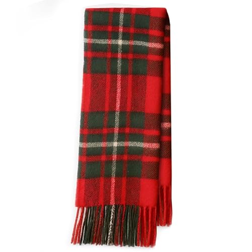 BRAW CLANS TARTANS Tartan Scarves for Women and Men - 100% Pure Lambswool Macgregore Tartan Scottish Lightweight Scarf 12x60 inches, Christmas, Mothers day Wedding Gifts