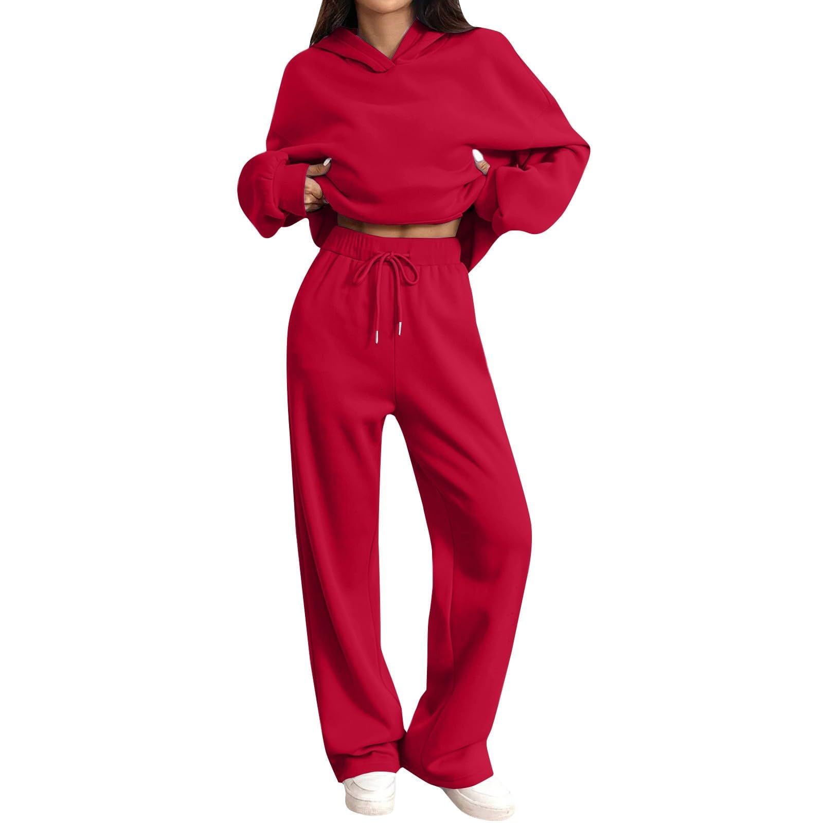 Generisch Damski dres do joggingu, domowy, zestaw treningowy, jednokolorowy, dwuczęściowy dres treningowy, dres rekreacyjny, bluza i spodnie do biegania, dres sportowy na wiosnę, jesień, zimę, zestaw