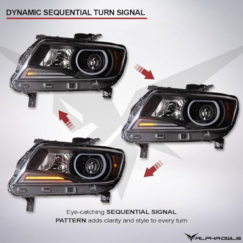 Alpha Owls Projector Headlights With DRL Halo & Sequntial LED Signal|Compatible With 2015-2022 Chevy Colorado LT / Z71 / ZR2|8744437|Black Amber by Alpha Owls - Used condition - Image 4