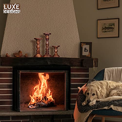 Large Candle Holders for Pillar Candles - Rustic Farmhouse Style Home Decor - Perfect for Table Centerpieces, Coffee Table or Fireplace Mantel - 3 Piece Set - Natural