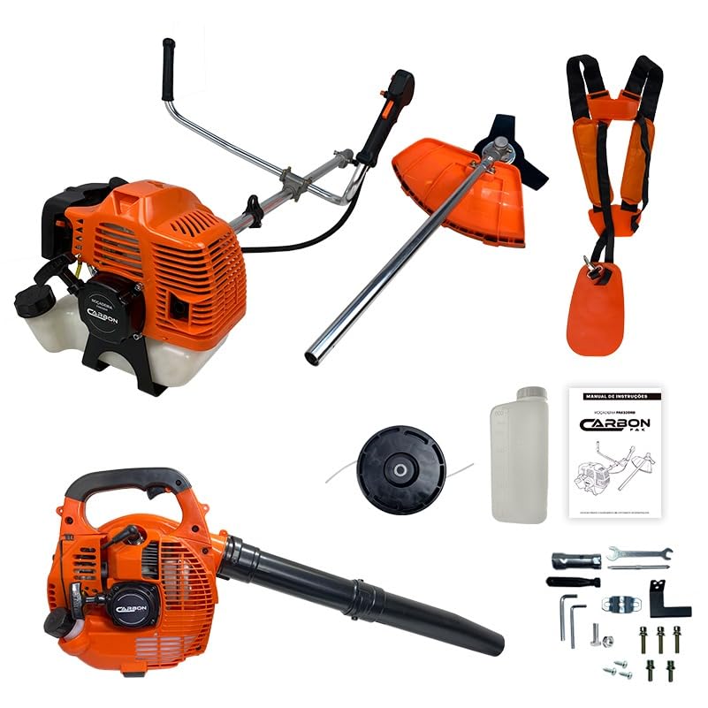 Combo Roçadeira Gasolina Bipartida 2,5HP 52cc + Soprador de Folhas Lateral Gasolina 26cc 0,9HP Carbon Fak