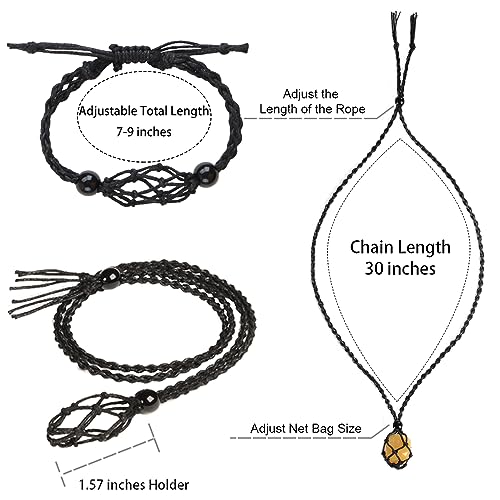 18 PCS Crystal Cage Necklace Holder Necklace Cord Empty Stone Holder Replacement Hand-Woven Necklace Cord with Adjustable Length2