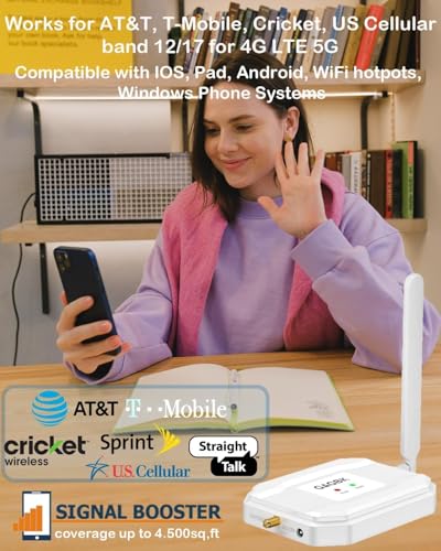 Image of 2026 AT&T Cell Phone Signal Booster AT&T Signal Booster ATT Cellular Booster for 5G 4G LTE on Band 12 /17 ATT Cell Phone Booster ATT Cell Booster AT T Signal Extender Boost Call /Data White