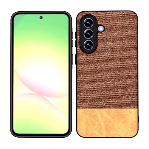 Image of Kapa Soft Fabric & Leather Hybrid Protective Back Cover for Samsung Galaxy A57 5G | Shockproof Slim Hard Anti Slip Back Case (Brown)