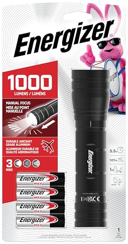 Image of Energizer High Lumen Metal Light, 1,000 Lumen, IPX4 Water Resistant, Aircraft-Grade Metal Flashlight, Bright Emergency Flashlight, Batteries Included
