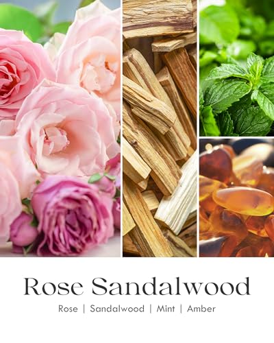 Image of AOOVOO Rose Sandalwood Candles - 9 oz Scented Candles, Aromatherapy Candle, Soy Candle for Home Scented