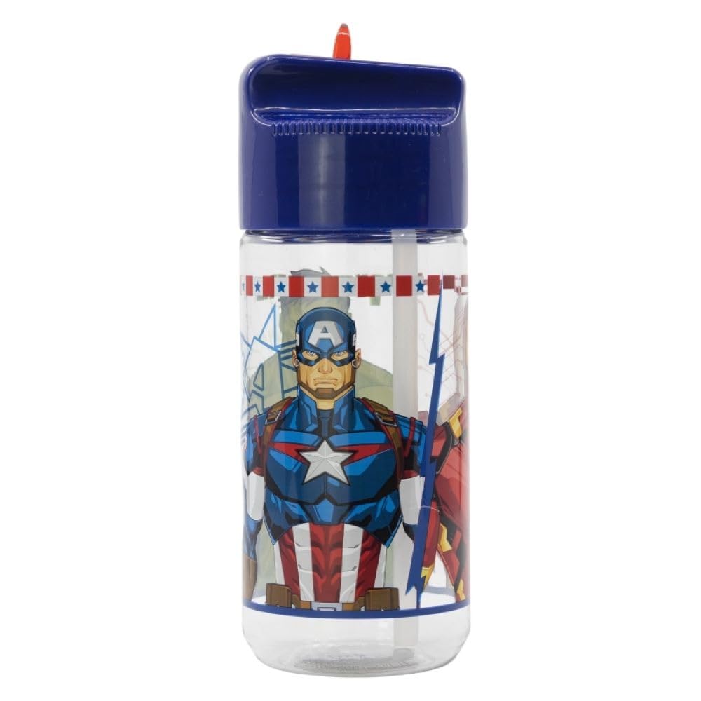 Om Supplies Avengers Characters Childrens Tritan Reusable Drinking Bottle 430Ml - Holiday, Back To School Lunch Kids Bpa Free Plastic (Avengers)