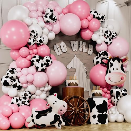 ALL-IN-1 Cow Balloon Arch Kit with BONUS Cows Balloons for Cow Party Decorations - Cowgirl Balloon Arch Kit for Cowgirl Baby Shower Decorations & Cows Birthday Party Decoration