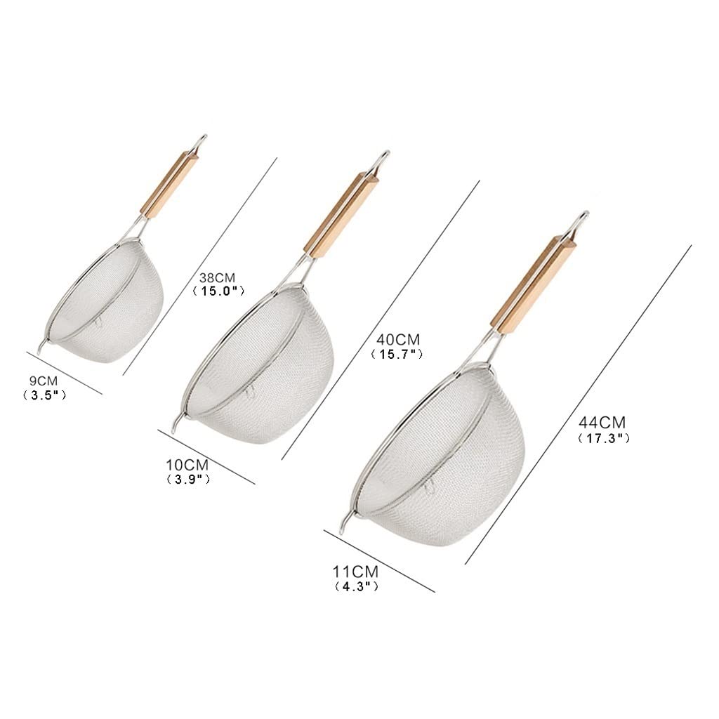 Colador de Pasta, Espumadera de Cocina, colador de Acero Inoxidable, Filtro binaural, Espumadera con Mango de Madera for Herramientas de Cocina y Comedor (Size : 15)