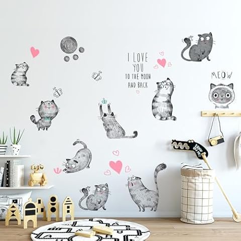 OOTSR Cartoon Cat Wall Stickers Set Cover