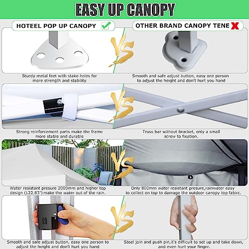 Image of HOTEEL Folding Gazebo 3 x 6 Gazebo Waterproof Stable Party Tent Foldable Folding Tent with 6 Side Walls & Roll Bag & 4 Sand Bags, Easy Assembly for Weddings, Commerce, Parties, UV50+ Protection, White
