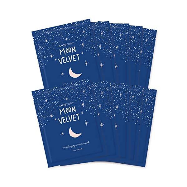 FaceTory-Moon-Velvet-Moisturizing-Cream-with-Jojoba-Oil-Sheet-Mask-Moisturizing-Brightening-and-Anti-Aging-Pack-of-10 FACETORY K Beauty Face Mask Skin Care - MOON VELVET MOISTURIZING Sheet Mask with Sodium Hyaluronate & Shea Butter Cream | Moisturizing Cream Mask (10 Pack)