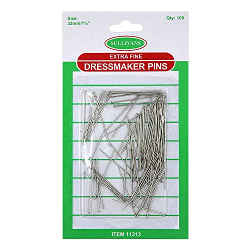 Sullivans Extra Fine Dressmaker Pins 100 Pieces, 32 mm Size