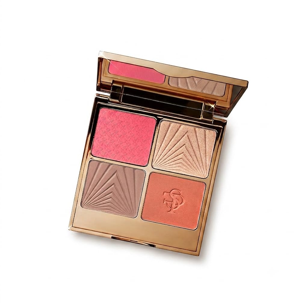 Falguni Shane Peacock Luxe Face Palette - Golden Dust-26g | Built-in Mirror, Gold Compact Case, Warm Coral Tones, Matte & Shimmer, Contouring Palette-image-28