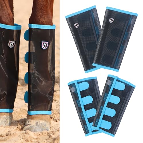 Image of Harrison Howard Loose-Fitting Horse Fly Leggings Breathable, Tear-Resistant Fine Mesh Leg Guards Stay-on Comfortable Fly Boots (Set of 4)