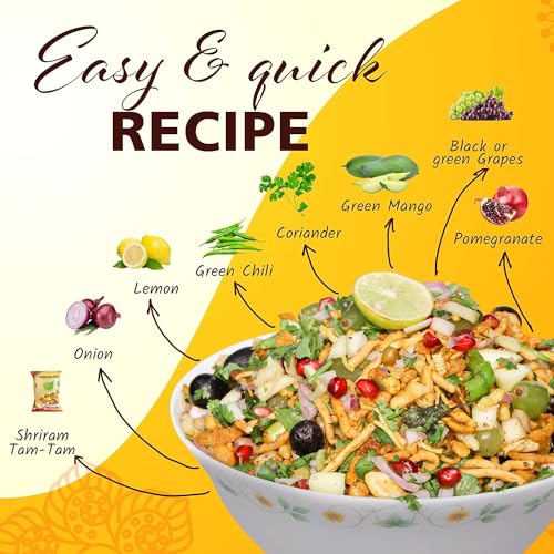 Image of SHRIRAM TAMTAMWALA Delicious Tamtam Regular Mixture Vadodara Tam Tam Bhel Mix Namkeen | Tamtam Vadodara Mixture 750g (Pack of 3 (250g))