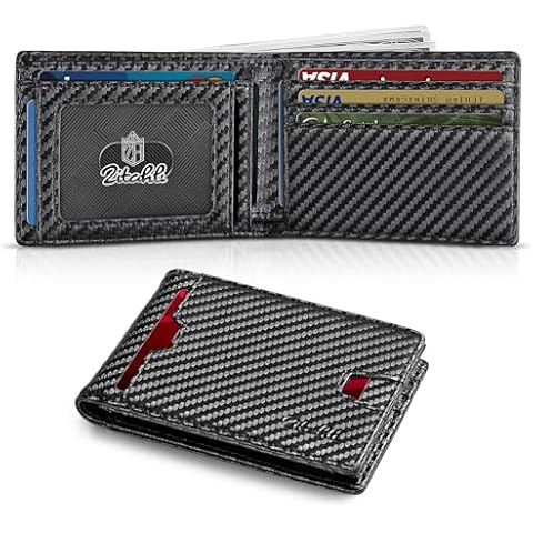 Zitahli Mens-Wallet-Slim-Leather-RFID Blocking Wallet for Men Minimalist Bifold Credit Card Holder with Gift Box Cover