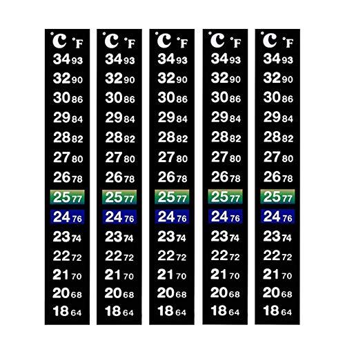 Dosminer Thermometer Strips 5 Pcs Double Scale Adhesive Thermometer Stickers Instant Read Temperature Stickers, Celsius and Fahrenheit System Display for Aquariums, Brewing Beer and Wine