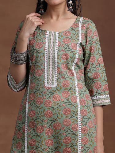Image of Libas Printed Cotton Straight Kurta for Women