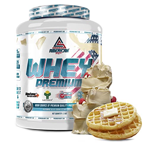 AS American Suplement | Premium Whey Protein 2 kg | Chocolate Blanco con Gofre | Proteína de Suero de Leche | Ayuda a Aumentar tu Masa Muscular | Contiene Creatina, Glutamina y BCAA'S Cover
