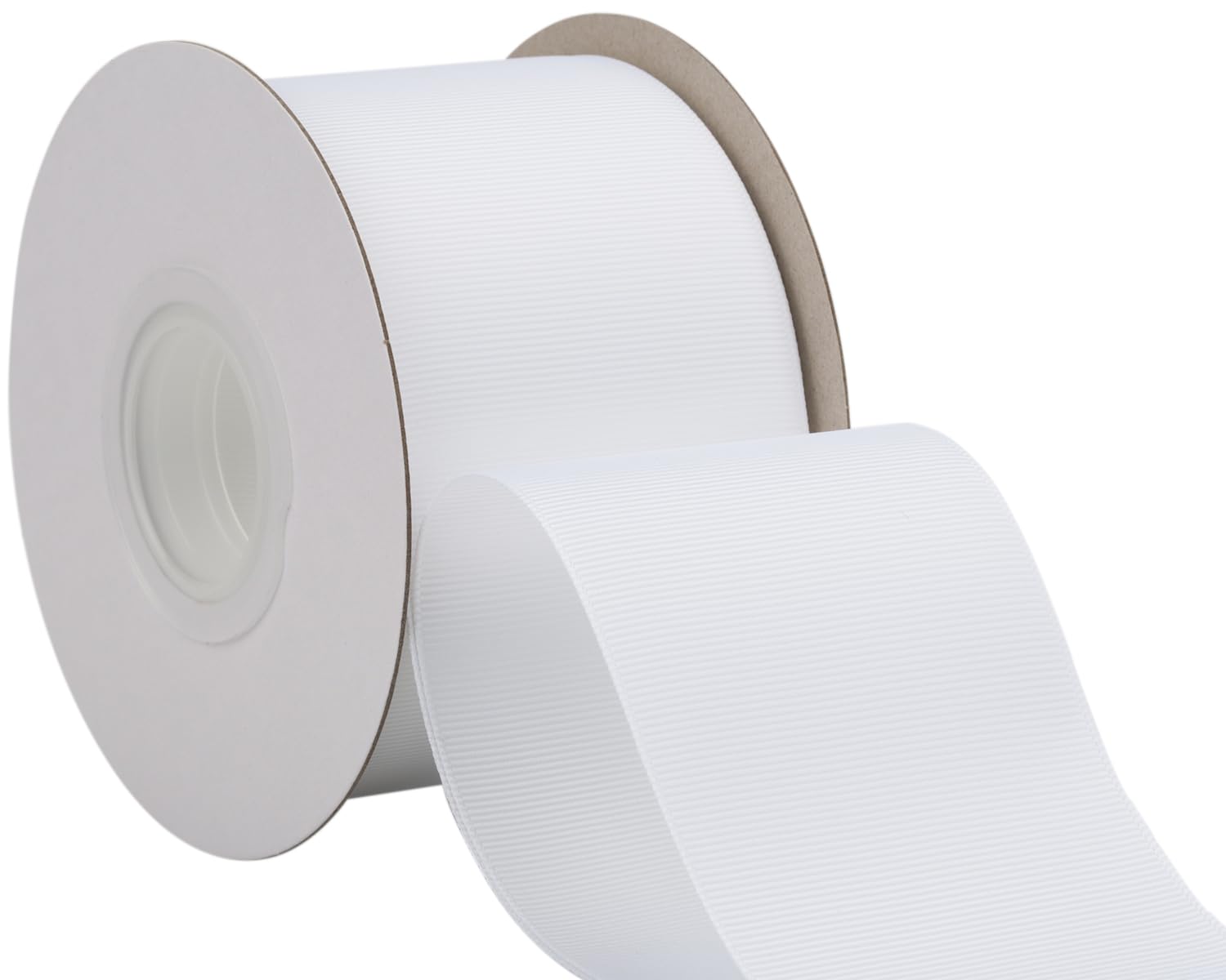 Ribbonitlux Grosgrain Ribbon 63mm x 22.5M Premium Polyester Craft Ribbon for Hair Bows, Gift Wrapping, Weddings & DIY Solid White(#029) 1 Roll - Image 2