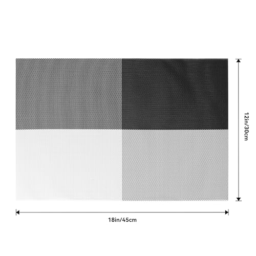 Image of Leetaltree Gray with White Grid Pattern Placemats Set of 8 - Heat Resistant Non-Slip Place mats for Dining Table, Washable Durable PVC Vinyl Woven Table Mats(Grey Grid, 8)