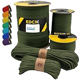 EdcX Paracord 4mm, 35+ Colori Solidi (10m, 15m, 30m, 50m, 100m, 300m) | Ideale per campegg...