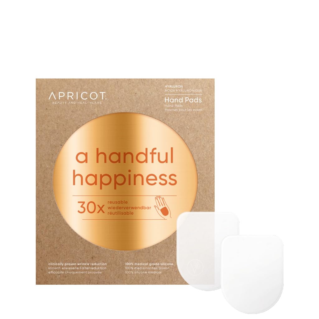 APRICOT Silikon Pads für die Hände I Silikon-Handpads mit Hyaluron I Anti-Aging Hand I glättet über Nacht I wiederverwendbare Anti-Falten Handpolster I Dermatol. bestätigt I Made in Germany