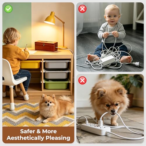 Large Cable Management Box with Clasp, Soild Wood Cord Box with 4 Open Slots, Cable Box to Hide Cords and Power Strip - image 8
