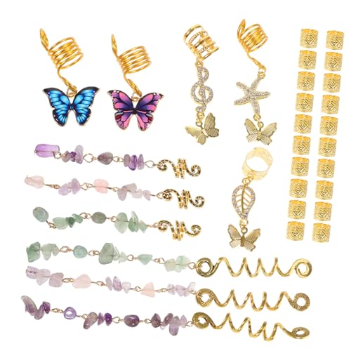 HOLIDYOYO 31個 ドレッドヘア ドレッドヘア アクセサリー 女性用 ドレッドヘア ペンダント ヘア ジュエリー 三つ編み アクセサリー ドレッド アクセサリー 三つ編み アクセサリー ドレッ