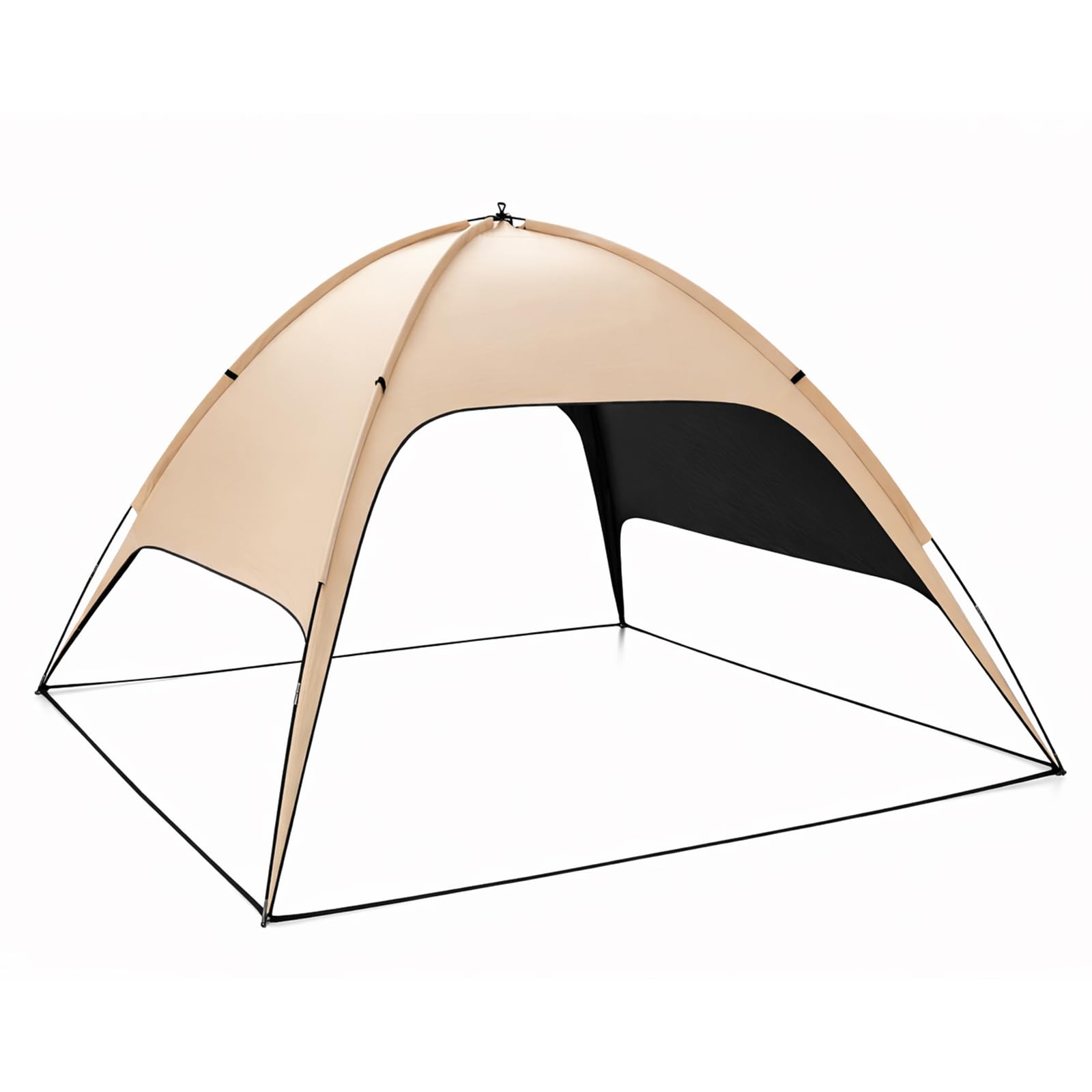 SUNNYNEST Camping Canopy Tent 315 x 315 x 220 cm, Outdoor Sun Shelter with Poles, Ground Pegs and Ropes, Portable Open Canopy for Camping, Beach, Picnic and Garden, Khaki