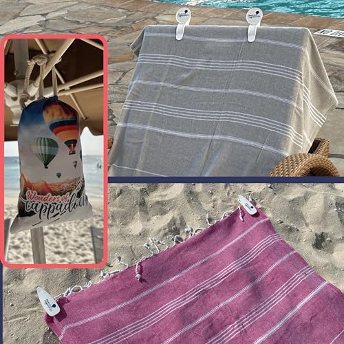 Authentic Turkish Beach Towel – (70 inch x 35 inch) Extra Large Cotton, Quick Dry, Sand Repellent, Lightweight, Soft & Absorbent, Packable Travel Blanket with Bag for Adults & Women, Beach Essential — view 3