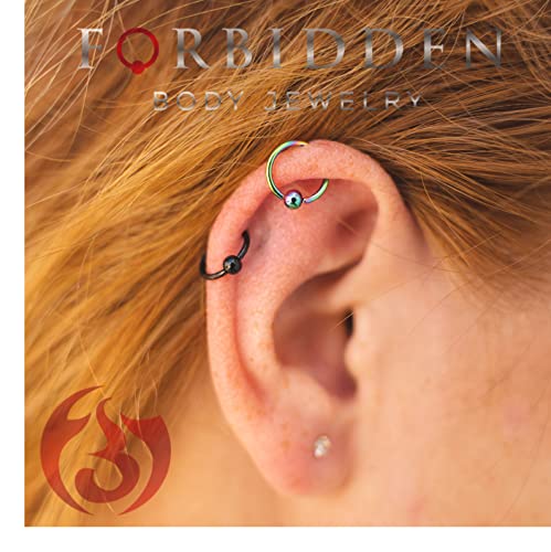 Forbidden Body Jewelry FBJ-MN1604 10G 12Mm Black Surgical Steel Captive Bead Body Piercing Hoops thumb #2