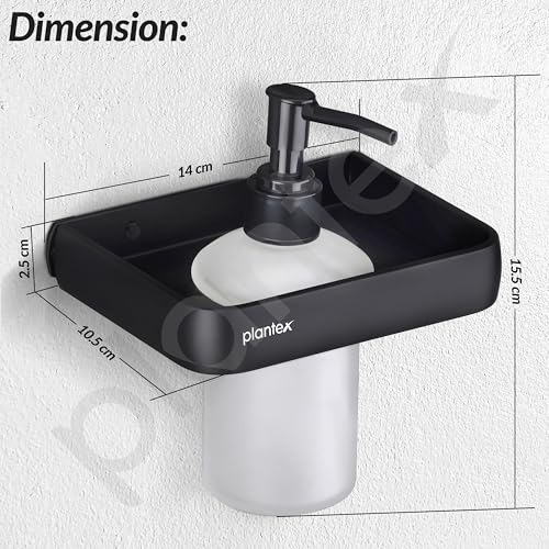 Image of Plantex Self Adhesive Aluminium Liquid Soap Dispenser for Bathroom /Shampoo Dispenser /Handwash Dispenser for Bathroom /Bathroom Accessories - Pack of 1 (1508, Black)