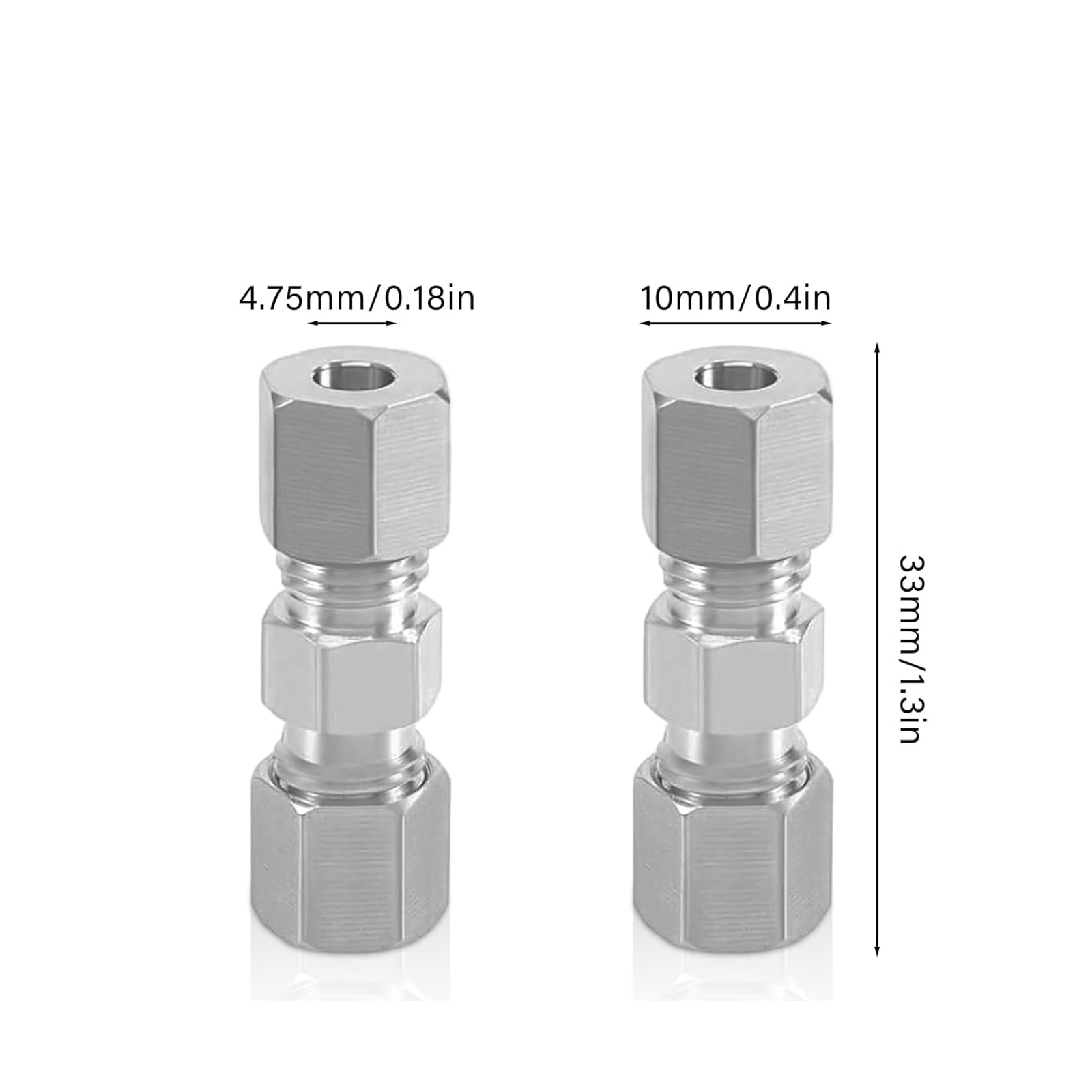 10 connettori per linea del freno senza svasatura da 4,75 mm per il collegamento di un doppio anello di taglio da 4,75 mm