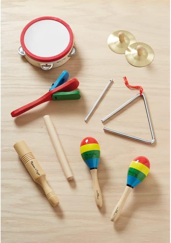 Melissa & Doug Band-in-a-Box Clap! Clang! Tap! - 10-Piece Musical Instrument Set | Kids Musical Instruments, Wooden Percussion Instruments For Toddlers And Kids Ages 3+ 8 51qwUpPYzQL. AC