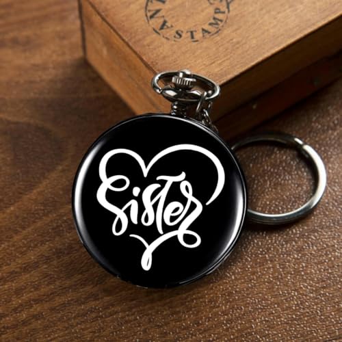 Image of Vintage Gandhi Style Pocket Watch with Engraved Designs & Messages Royal Black Analog for Men Women & Kids Includes Key Ring for car or Bike Keys Ideal Gift