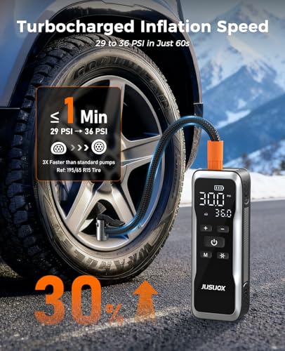 JUSUOX Tire Inflator Portable Air Compressor Dual Power Pump - image 2