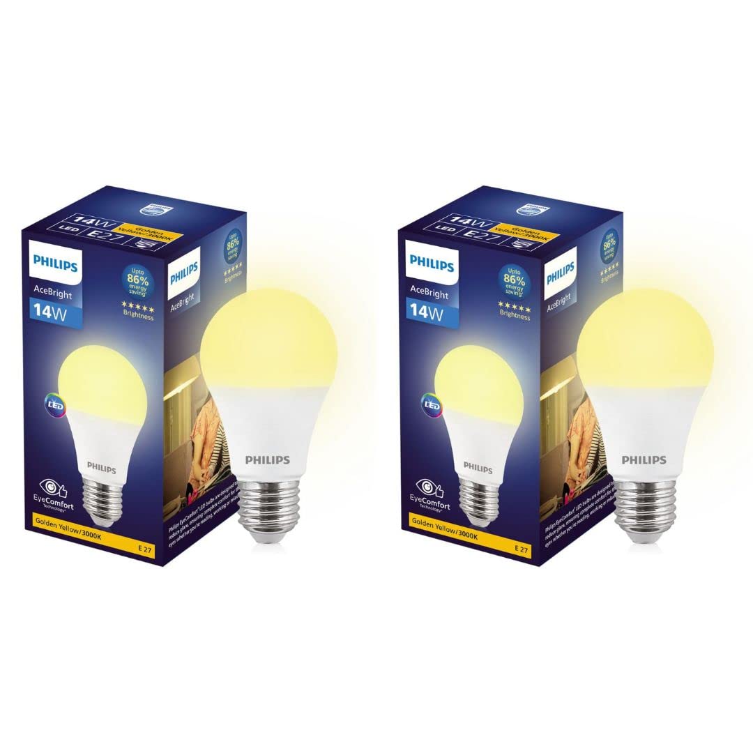 PHILIPS 14-watt LED Bulb |AceBright High Wattage LED Bulb|Base: E27 Light Bulb for Home | Warm White, Pack of 2-image-20