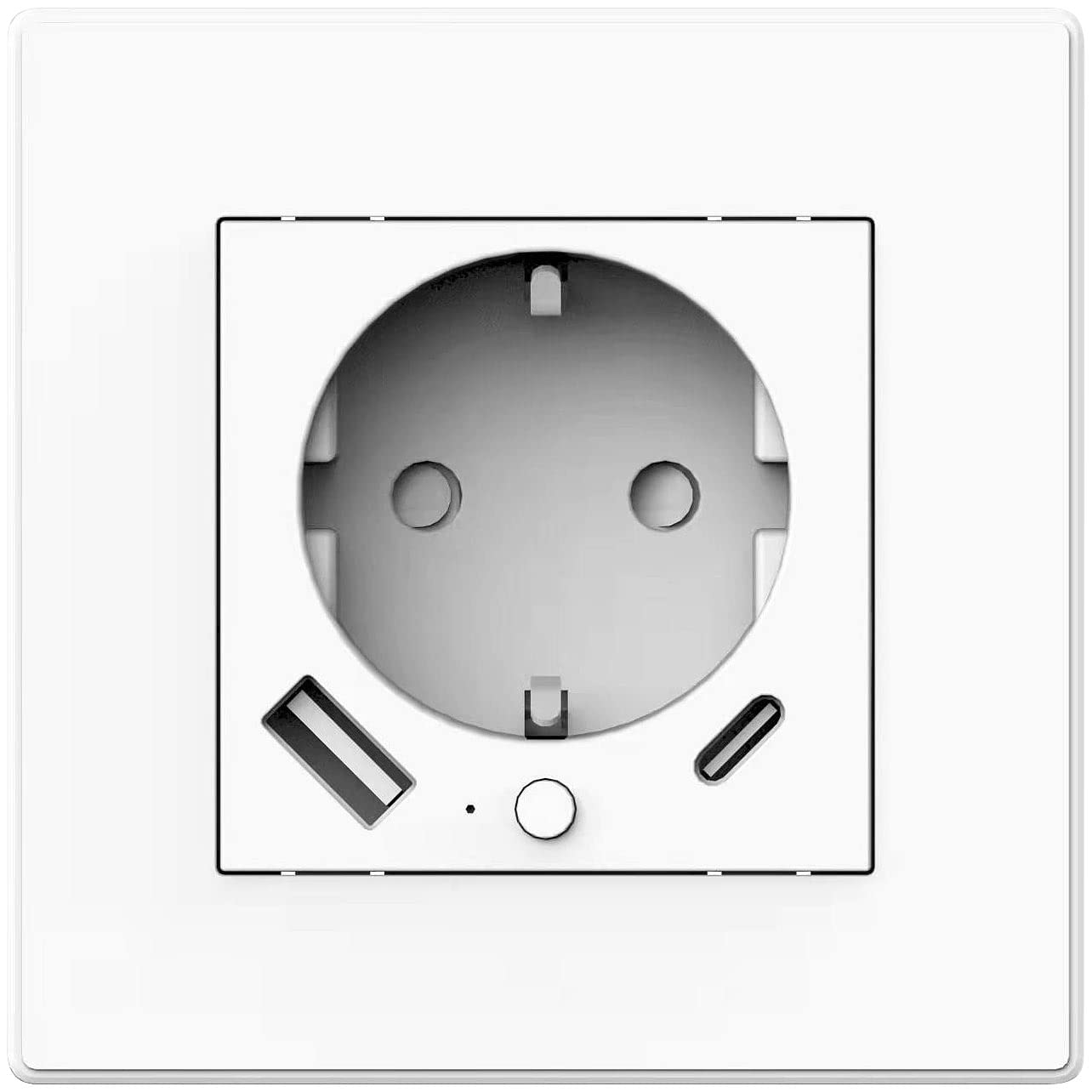 Luminea Home Control Steckdose Smart: 5er-Set WLAN-Unterputzsteckdosen mit App, je 1x USB A, 1x USB C, 2 A (Steckdose C, Netzwerk schalten, Tischsteckdose)