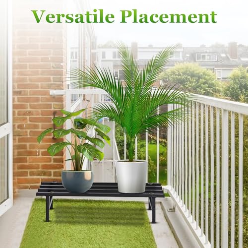 Image of ABJA Heavy Duty Long Plant Stands: 76x24x17.5 cm, Set of 2 Plant Stands for Outdoor Balcony, Indoor Living Room, Pot Stand for Plants Big Size (Set of 2, Black)