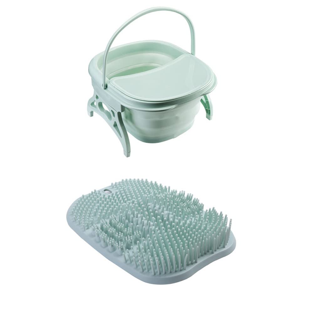 PUCHEN Klappbare Fußbadewanne mit Deckel, schäumende Massagewanne, Sauna-Badewanne, Faltbare Wanne, Fußbad, Becken (grün), hoher Ehrgeiz Comfortable Anniversary