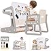 Price comparison product image Birtech Art Easel for Kids Easel for Toddlers Standing Art Easel Height Adjustable Drawing Board with Magnetic Whiteboard & Pen, Kids Table and Chairs Set with Storage Tray for Boys Girls